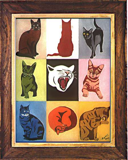 Tableau signé Emile RAMIS "Fantaisie féline 2005"