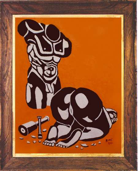 Tableau signé Emile RAMIS "Masculin-féminin"