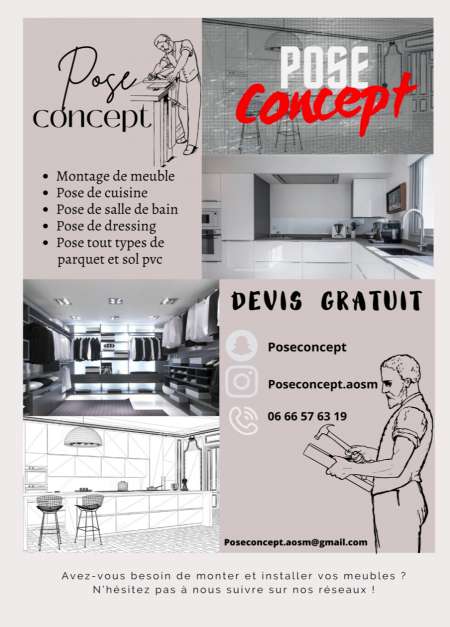 Livraison et montage de meuble, pose de cuisine...
