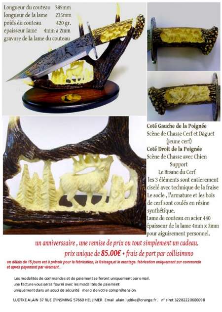 couteau entierement sculpte