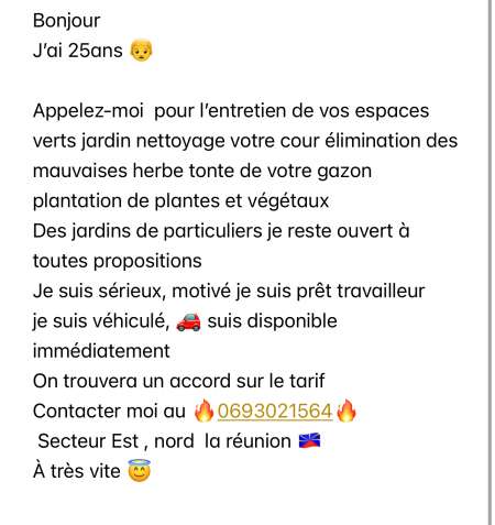 Appeler moi pour lentretien de vos espaces vert