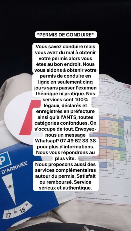OBTIENS TON PERMIS AUTHENTIQUE QUE TU PEUX VÉRIFIÉ