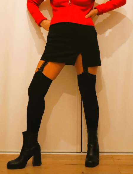 Mini jupe sexy noire fendue