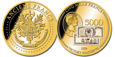 PIECE FRAPPE colorée « 5000 Francs Victoire »