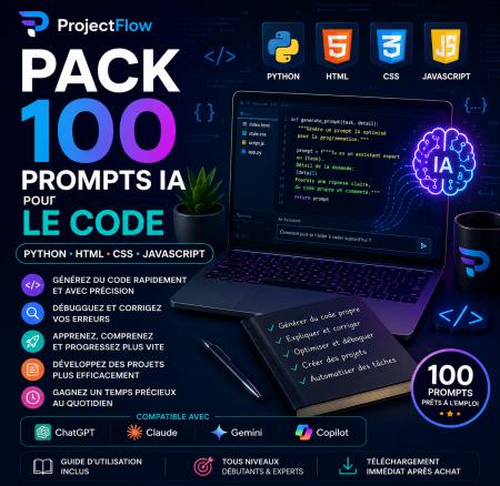 ProjectFlow-Pack 100 Prompts IA pour le CODE