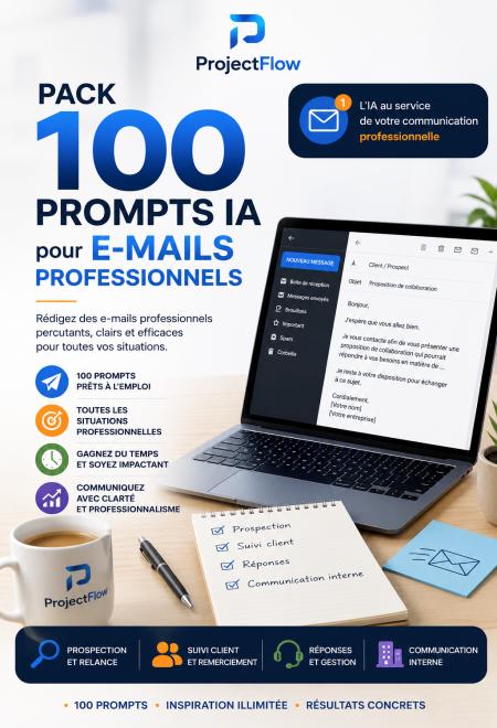 ProjectFlow-Pack 100 Prompts IA Emails Pro