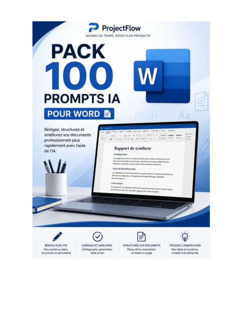 ProjectFlow-Pack 100 Prompts IA pour Word