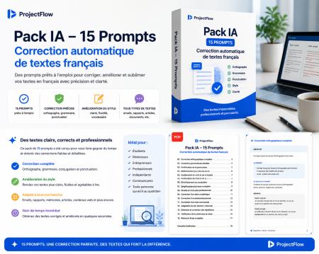 ProjectFlow-Pack 15 Prompts IA correction auto tex